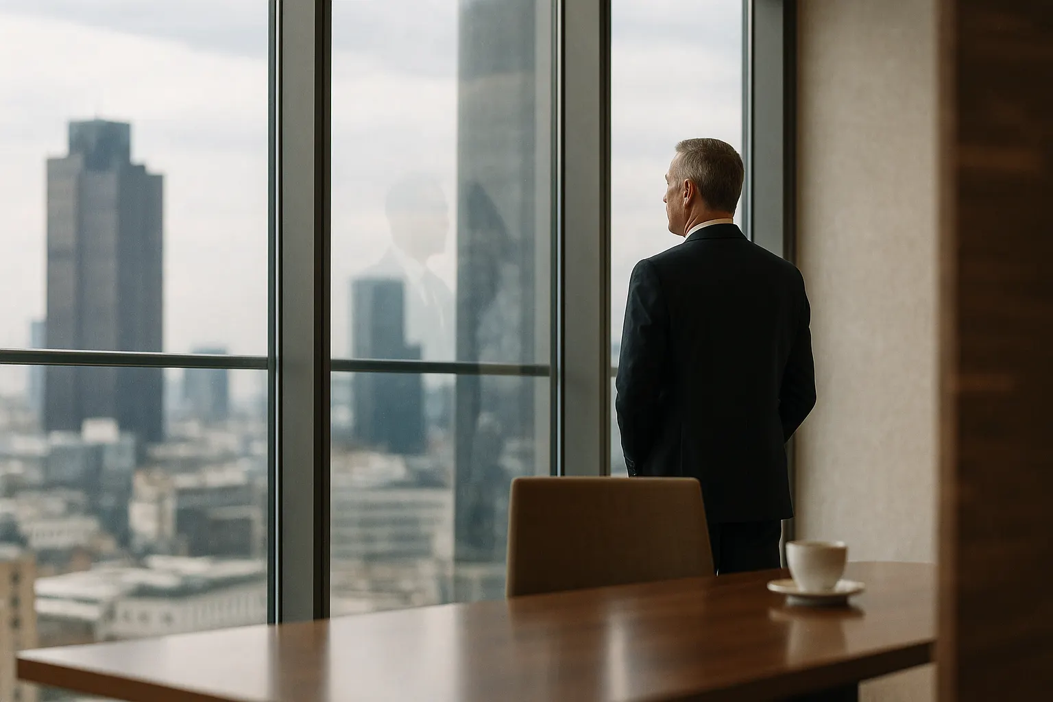 Homme d'affaire regardant à la fenêtre