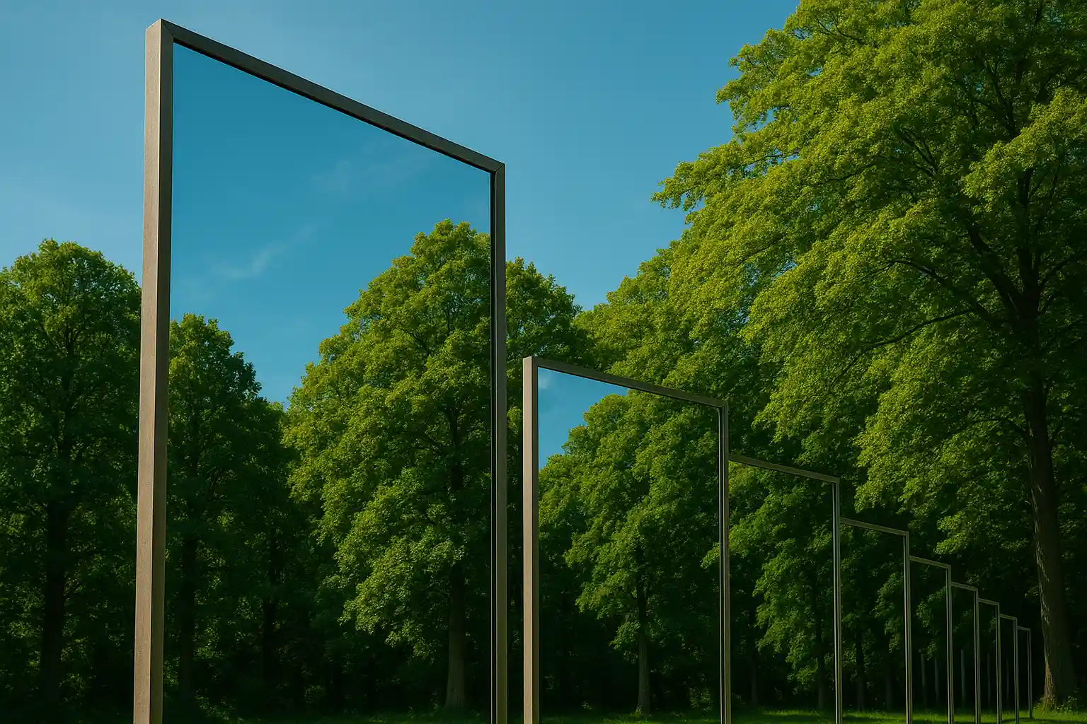 Portes transparentes modernes dans la forêt